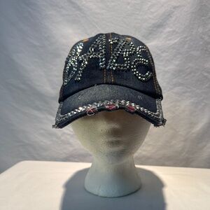 Stylish Denim Cap with Rhinestone Accents